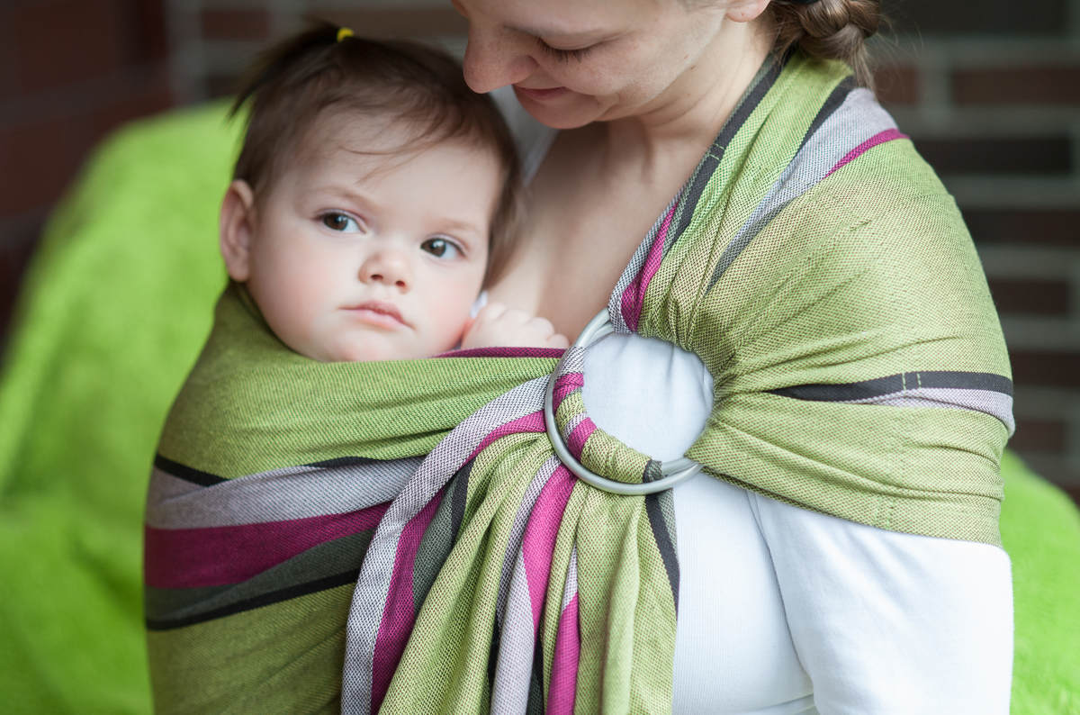 Lenny Lamb - Ring Sling - 100% Cotton - Broken Twill Weave -  Lime & Khaki (grade B) B