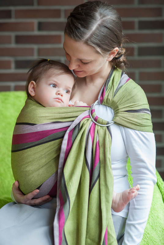 Lenny Lamb - Ring Sling - 100% Cotton - Broken Twill Weave -  Lime & Khaki (grade B) B