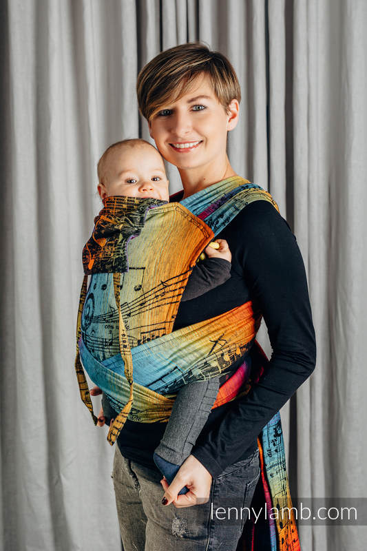 Lenny Lamb - WRAP-TAI carrier Mini with hood/ jacquard twill / 100% cotton / SYMPHONY RAINBOW DARK (grade B) WRAP TAI SYMPHONY RAINBOW DARK B