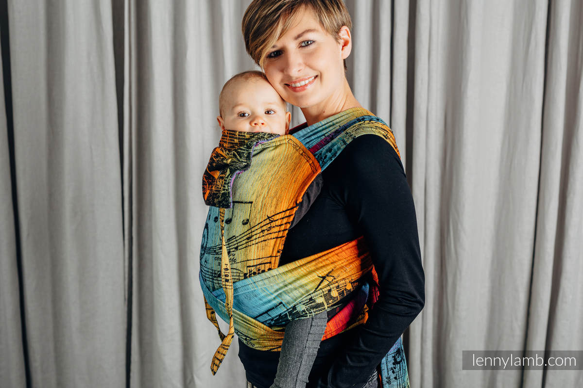 Lenny Lamb - WRAP-TAI carrier Mini with hood/ jacquard twill / 100% cotton / SYMPHONY RAINBOW DARK (grade B) WRAP TAI SYMPHONY RAINBOW DARK B