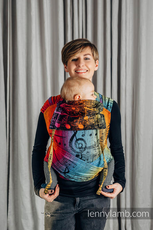 Lenny Lamb - WRAP-TAI carrier Mini with hood/ jacquard twill / 100% cotton / SYMPHONY RAINBOW DARK (grade B) WRAP TAI SYMPHONY RAINBOW DARK B