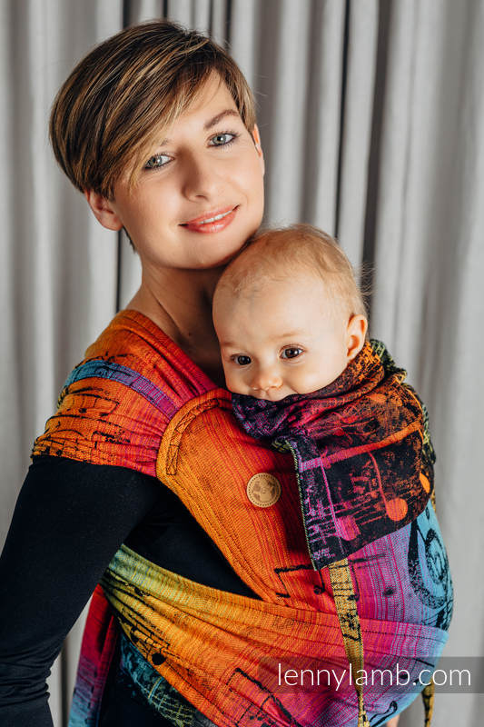 Lenny Lamb - WRAP-TAI carrier Mini with hood/ jacquard twill / 100% cotton / SYMPHONY RAINBOW DARK (grade B) WRAP TAI SYMPHONY RAINBOW DARK B