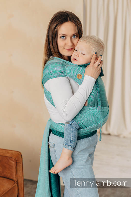 Lenny Lamb - WRAP-TAI carrier Toddler with hood/ herringbone twill / 100% cotton / LITTLE HERRINGBONE OMBRE GREEN (grade B) WRAP TAI LITTLE HERRINGBONE OMBRE GREEN B