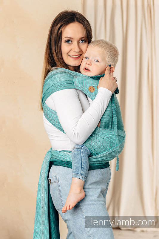 Lenny Lamb - WRAP-TAI carrier Toddler with hood/ herringbone twill / 100% cotton / LITTLE HERRINGBONE OMBRE GREEN (grade B) WRAP TAI LITTLE HERRINGBONE OMBRE GREEN B