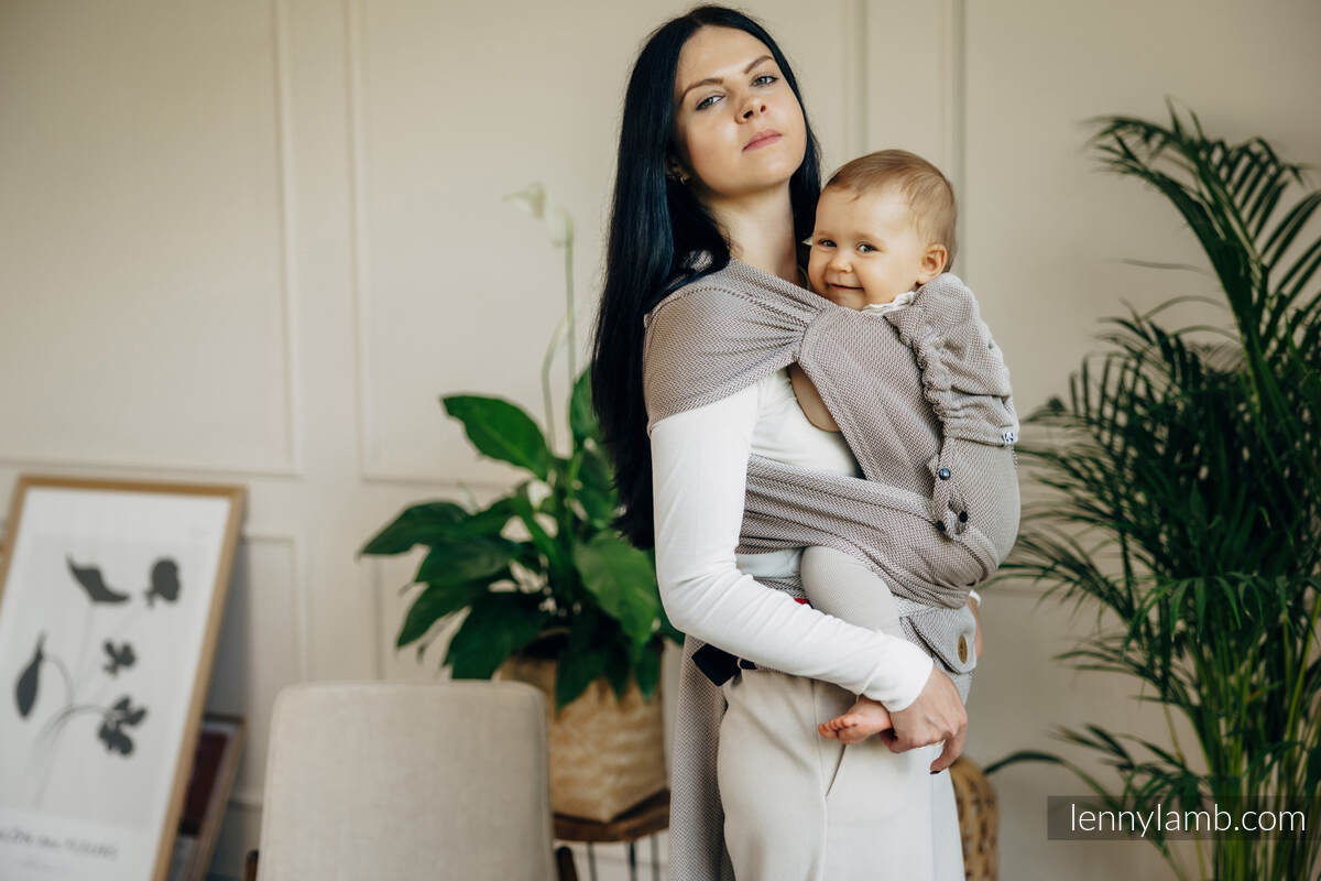 Lenny Lamb - My First Baby Carrier - LennyHybrid Half Buckle LITTLE HERRINGBONE ALMOND