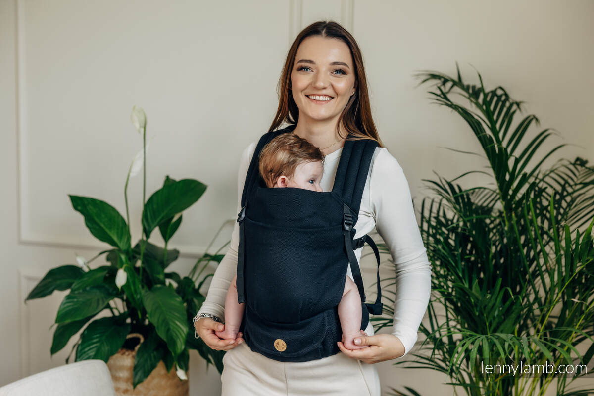 Lenny Lamb - My First Baby Carrier - LennyLight LITTLE HERRINGBONE EBONY BLACK